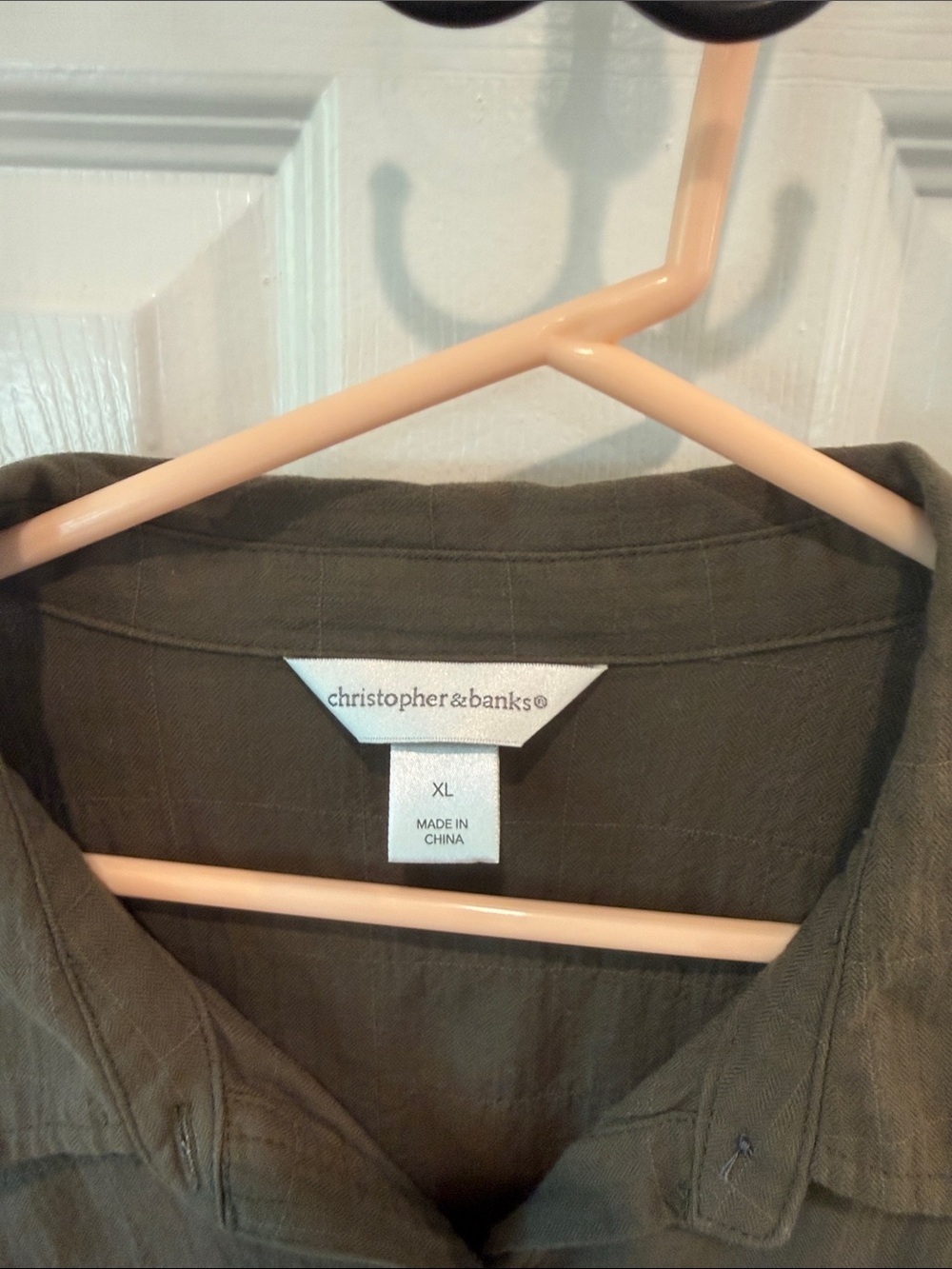 Women’s Christopher &Banks Olive Long Sleeve Button-Up Shirt - Picture 3 of 7